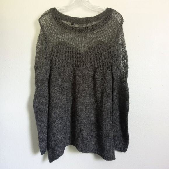 GUESS Gray Asymmetrical Sweater Small Slouchy Long Sleeve Loose Knit Faux Mohair - Picture 1 of 8